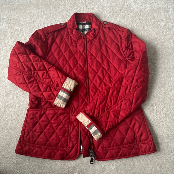 Burberry Jackets & Blazers - Burberry red quilted jacket